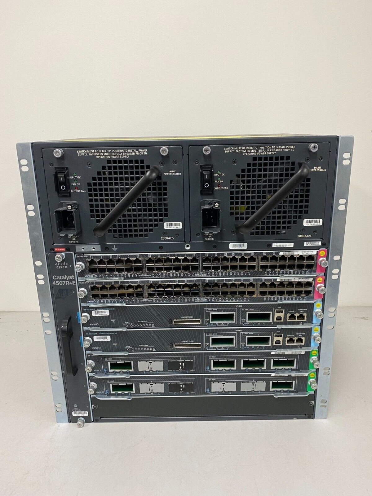 Cisco WS-C4507R+E Chassis 2x WS-X45-Sup6-E 4x WS-X4648-RJ45-E 2x WS-X4606-X2-E