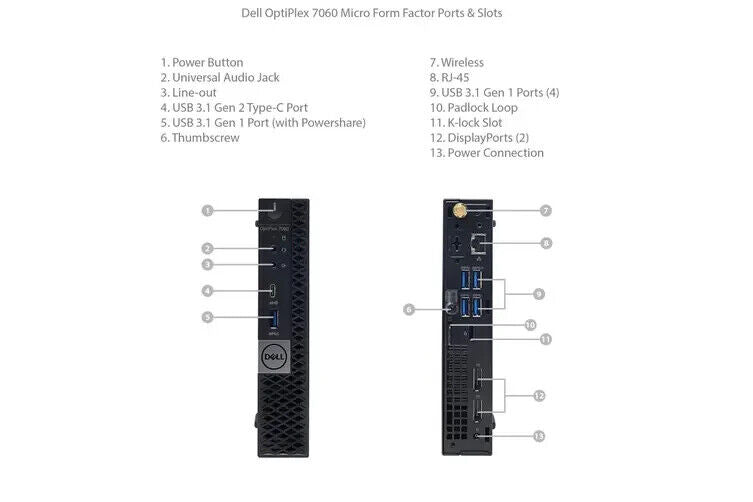 Dell Optiplex 7060 Micro PC i5-8500T 8GB RAM 512GB SSD Win 11 MFR WARRANTY Feb24
