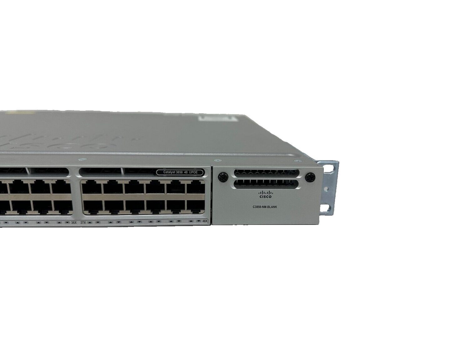 Cisco WS-C3850-48U-S V03 Catalyst 3850 48 PoE+ Switch Mount Rack & 2 PSU