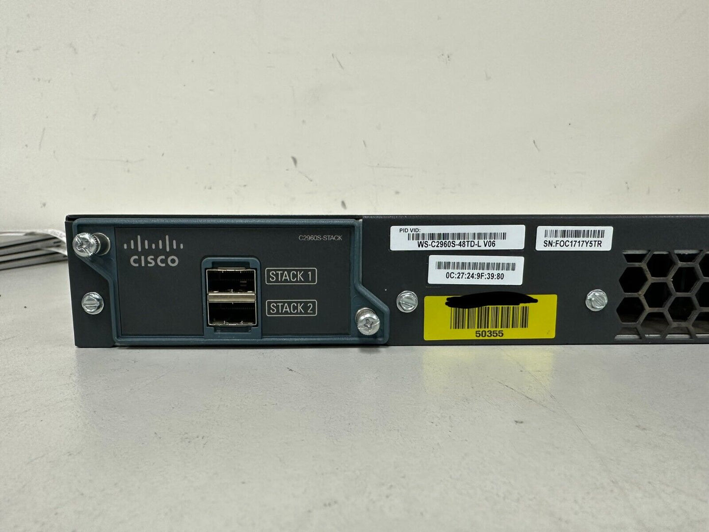 Cisco WS-C2960S-48TD-L Catalyst 48 Gigabit PoE Switch with SFP-10G-SR & Racks