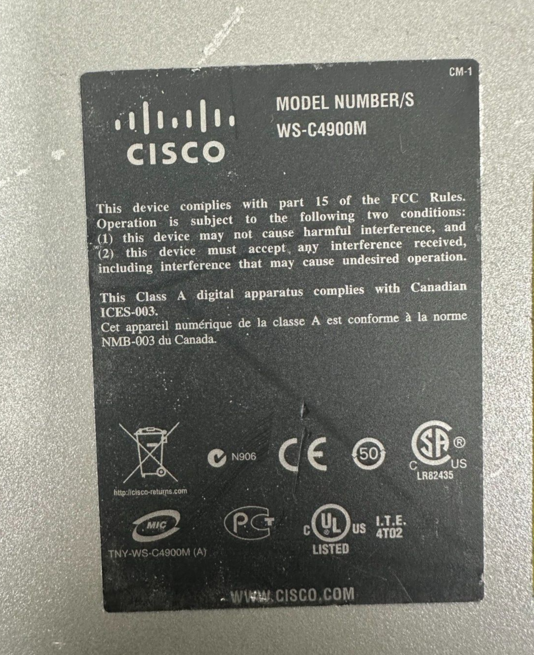 Cisco WS-C4900M Catalyst 4900M w/ 2x OneX Converter Module & 2 PSU