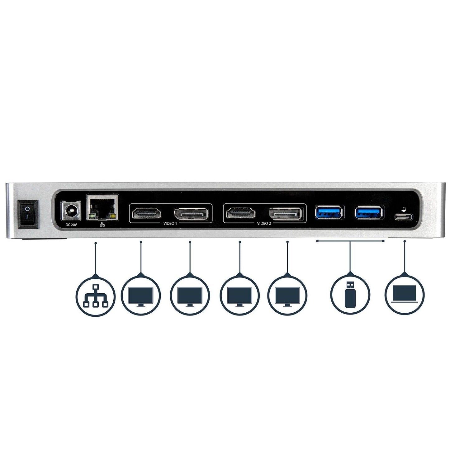 StarTech USB-A & C DK30A2DH 4K 60Hz Plug & Display Dock Dual Monitors No Adapter
