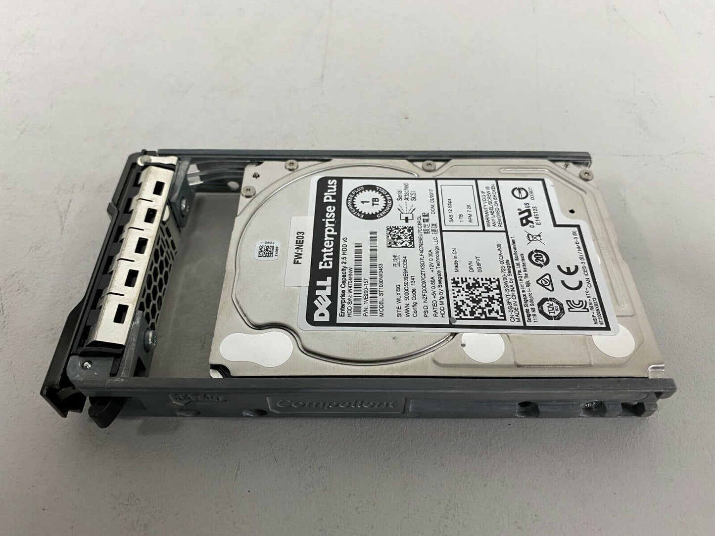 Dell Compellent 1TB SAS 12Gbp/s 7.2K 2.5" SAS HDD w/ Tray ST1000NX0453 0G8FVT