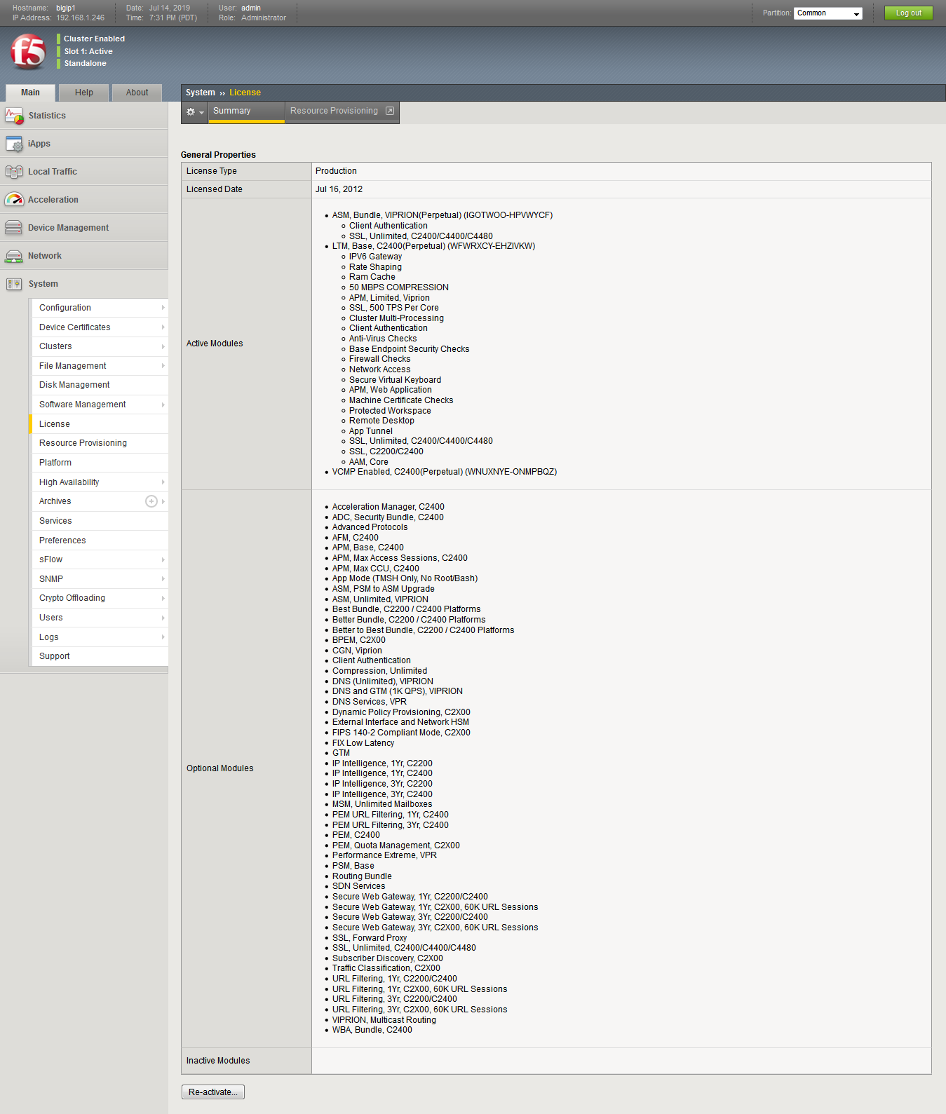 F5 Viprion C2400 Local Traffic Manager with 1 x B2100 Tested with License