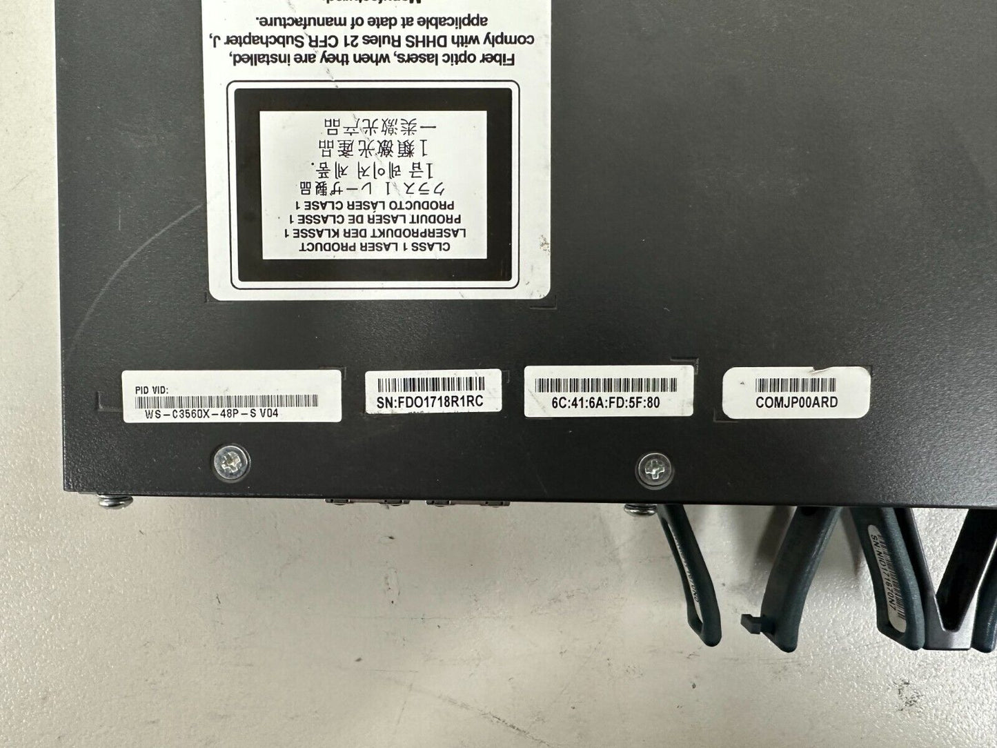 Cisco WS-C3560X-48P-S Catalyst 48 PoE+ Switch with Rack Mount Brackets & 1 PSU