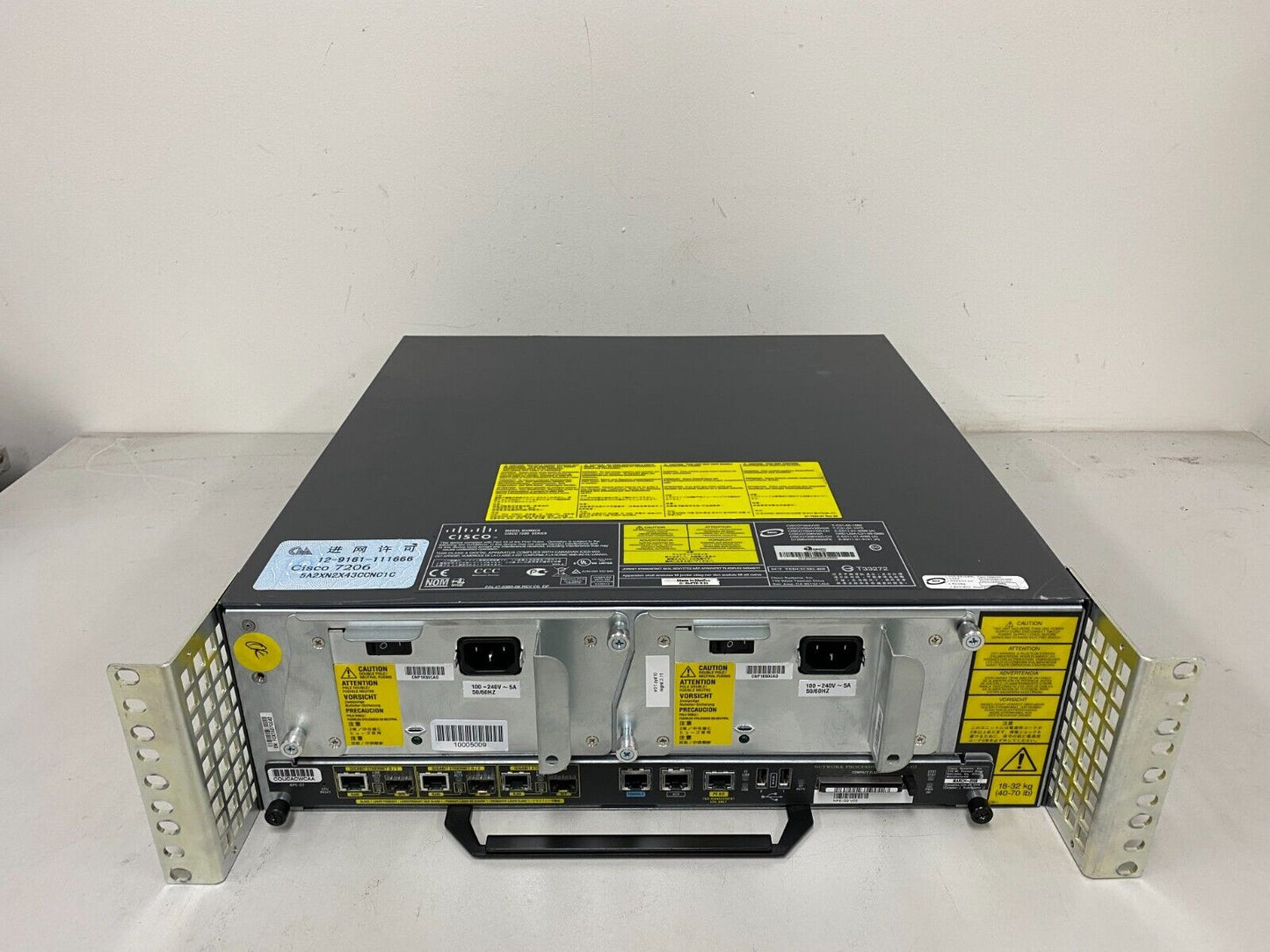 CISCO 7206VXR Router with NPE-G2 Dual Power Supply Rack Mount Brackets