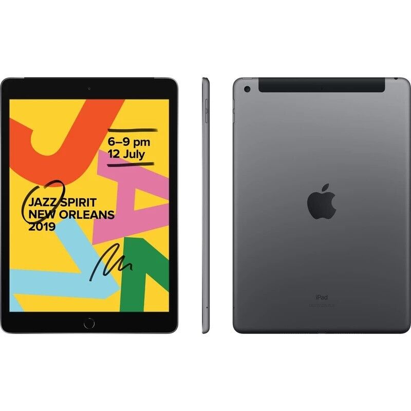 Apple A2197 iPad 7th Gen 128GB Wi-Fi Unlocked (Not Engraved) + New Adapter