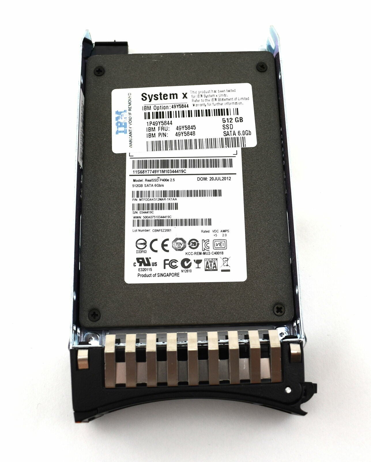IBM 512GB 2.5" 6Gps MLC SATA HS Enterprise Value SSD for System X 49Y5845 49Y584