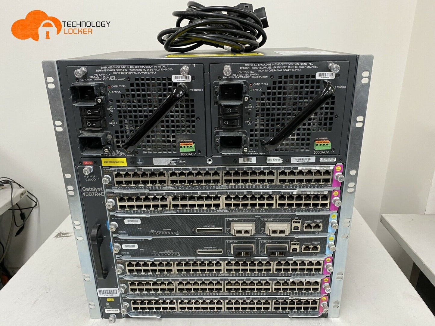 Cisco WS-C4507R+E Chassis 2x WS-X45-Sup6-E 4x WS-X4648-RJ45V+E 4x X2-10GB-SR