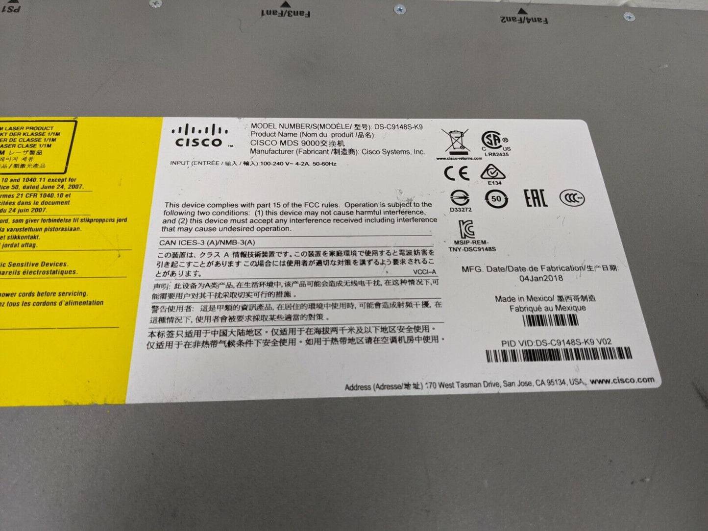 CISCO MDS DS-C9148S-12PK9 16G 12P-Active Multilayer Fabric Switch 12x 16Gb SFP+