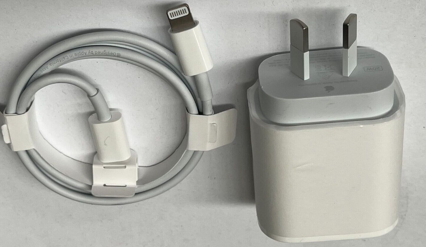 Apple USB-C Power Adapter 20w USB-C to Lightning Cable Fast Charger 1M Genuine