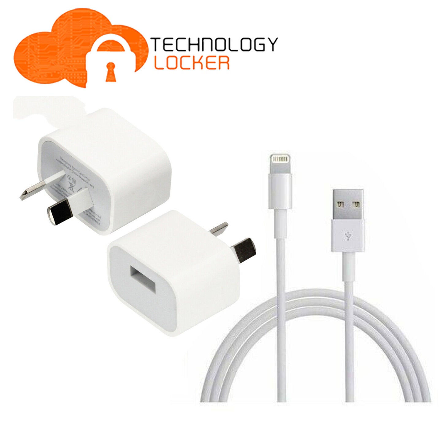 Apple Lightning 1m USB Cable Power Adapter Wall Charger A1444 MD818ZM/A Genuine