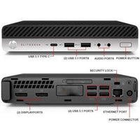 HP EliteDesk 800 G5 Desktop Mini  i7-9700T @2.0 16GB RAM 512GB SSD Win 11 Wifi