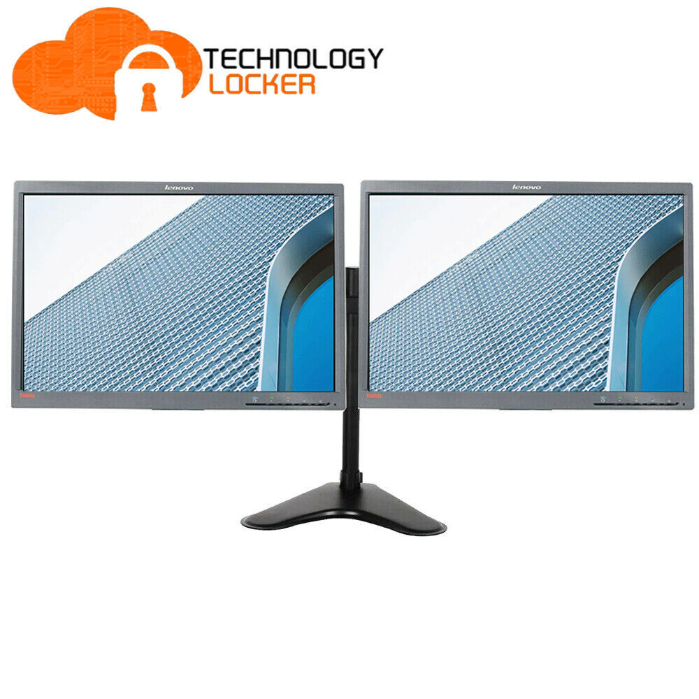 Dual Lenovo ThinkVision L2251xwD 22" Monitor with Camera +Monitor Arm Stand